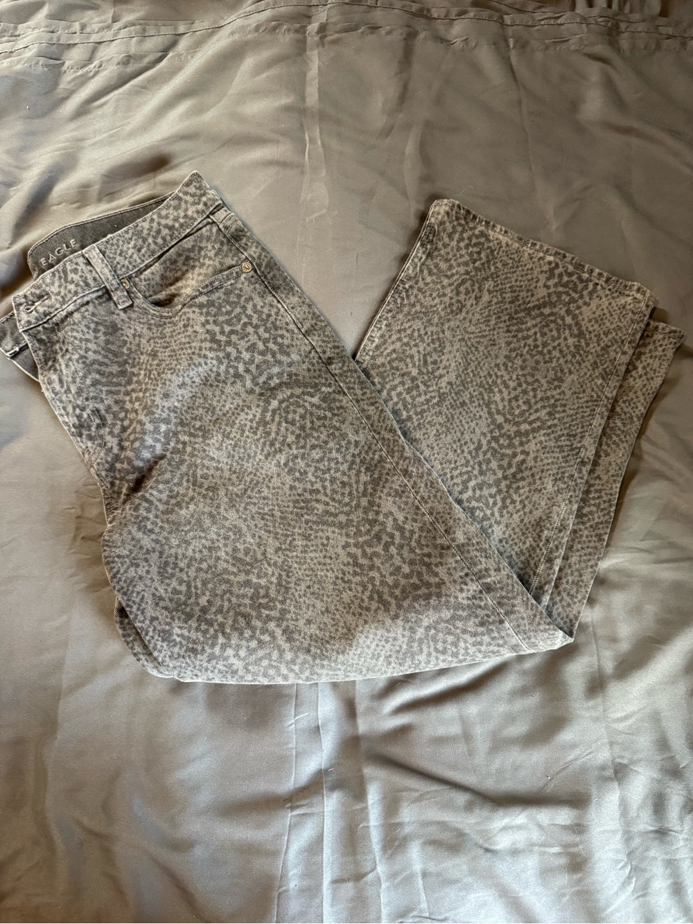 American Eagle Outfitters Gray Patterned Straight Leg Jeans